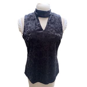 Velvet Glam Sleeveless Top by New Directions Choker Style Neck Sz L Fairy Goth